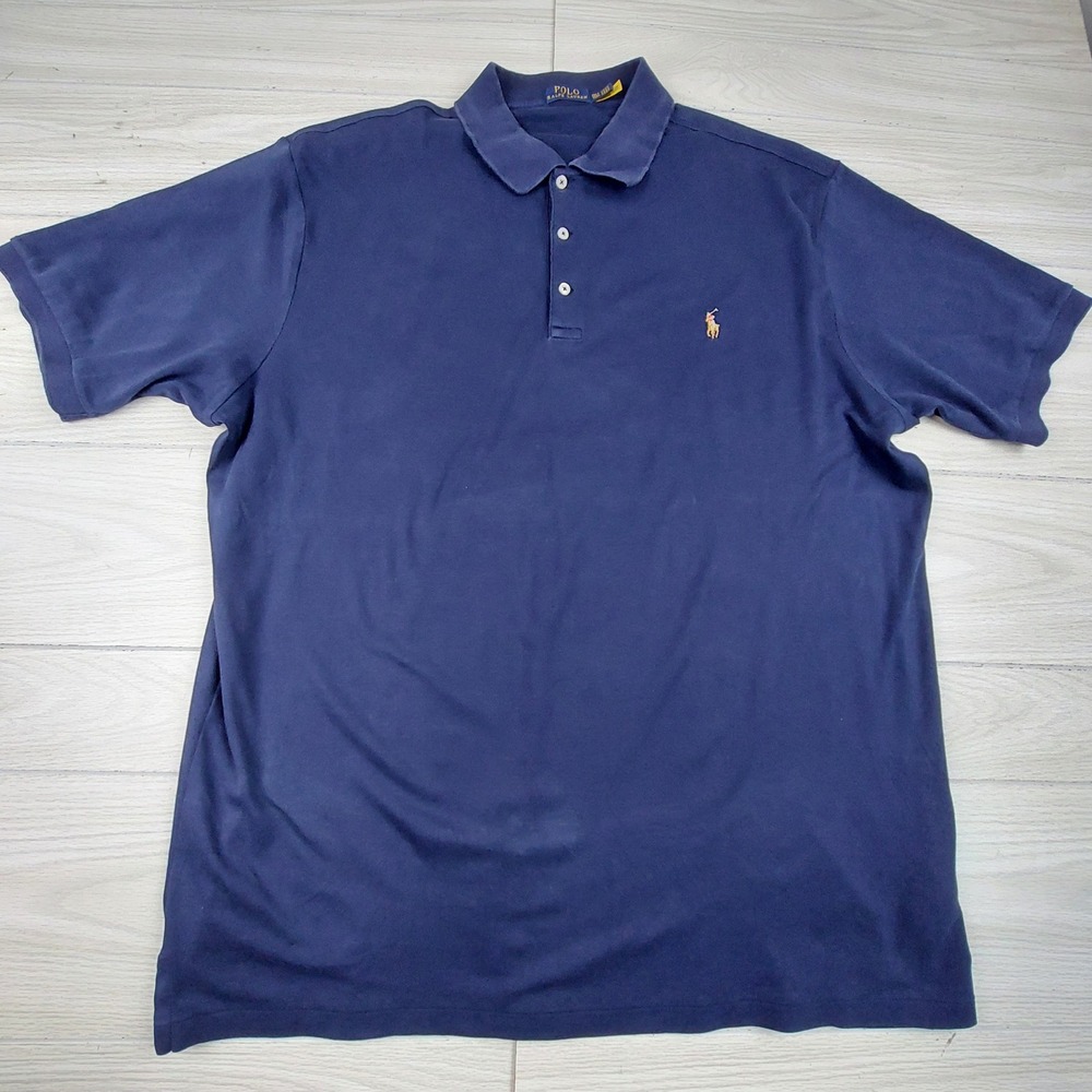 Polo Ralph Lauren Shirt Mens 2XLT Navy Blue Cotton Big & Tall Preppy Minimalist - Picture 2 of 7
